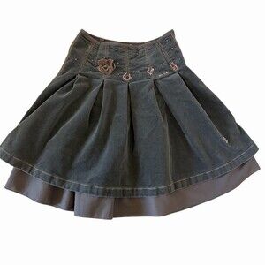 Eliane et Lena Collection Girls 8A Brown Pleated A-Line Studded Skirt Vintage